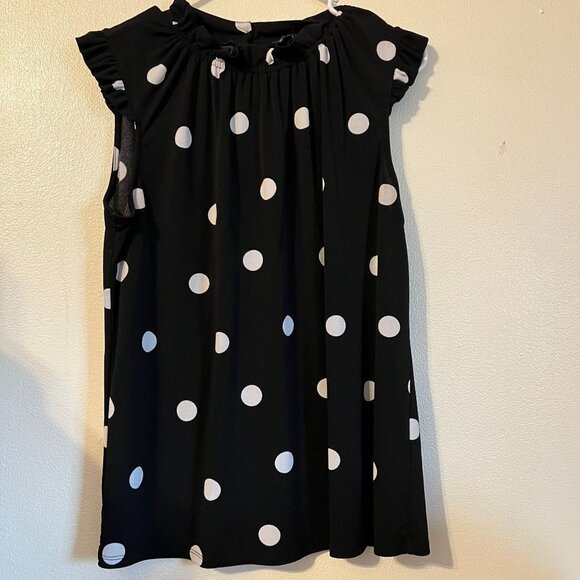 Adrianna Papell Ruffle front fuffle sleeve shirt, size M black with white - Picture 2 of 10